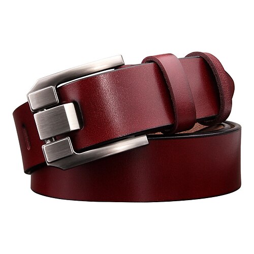 

Men's Leather Belt Genuine Leather Metal Bucke Geometric Business Casual Daily Work Black Wine Brown Coffee