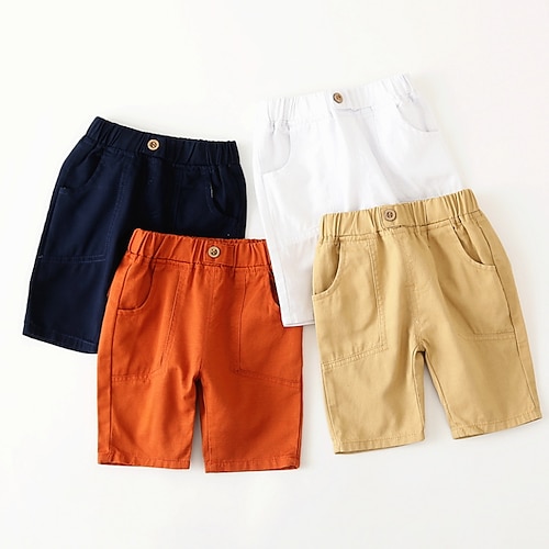 

Kids Boys Shorts Solid Colored Active Casual Cotton 2-6 Years Spring Khaki Red Navy Blue