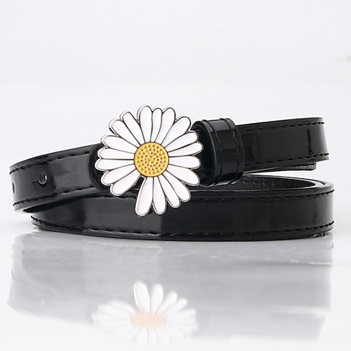 

Women's Unisex PU Buckle Belt PU Leather Prong Buckle Flower Decor Casual Classic Party Daily White Black