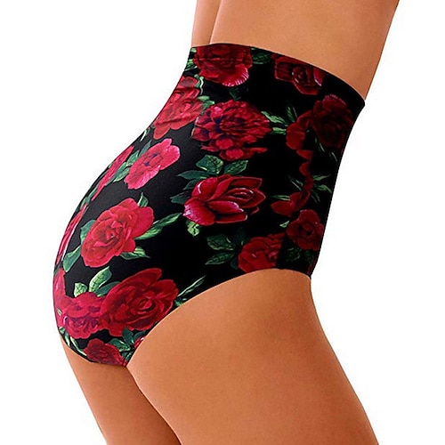 

Women's Swimwear Cover Up Swim Shorts Normal Swimsuit High Waist Printing Elastic Waist High Waisted Flower Pure Color Green Black Red Bathing Suits Sports Neutral Casual / Vacation / Modern / New