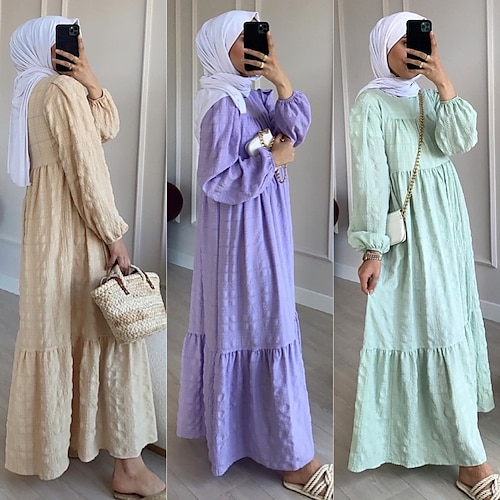 

Arabian Muslim Adults Women Abaya Abaya Kaftan Dress For Party Festival Polyester Masquerade Dress