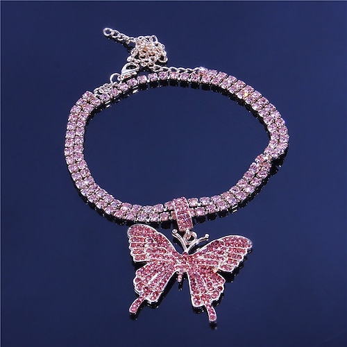 

Women's Clear Pink Ankle Bracelet Layered Butterfly Trendy Oversized Anklet Jewelry Pink / Silver / Gold For Party Holiday