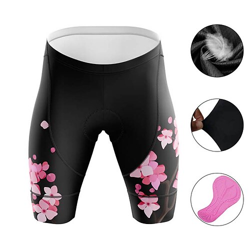 

21Grams Women's Bike Shorts Cycling Padded Shorts Bike Padded Shorts / Chamois Mountain Bike MTB Road Bike Cycling Sports Floral Botanical 3D Pad Cycling Breathable Quick Dry Black Green Polyester