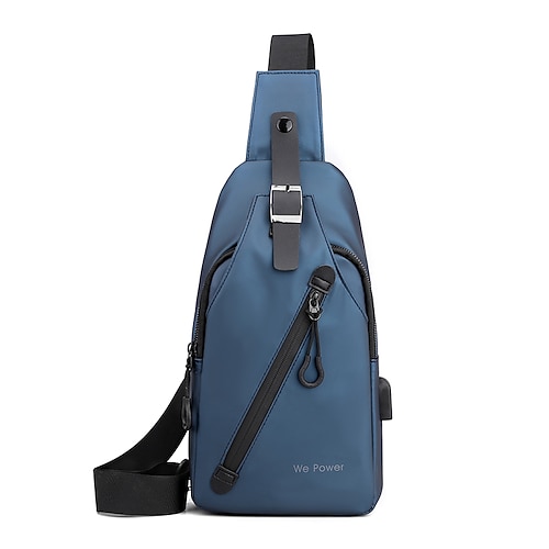 

Men's Sling Shoulder Bag Crossbody Bag Oxford Cloth Zipper Solid Color Going out Outdoor Blue Black Gray