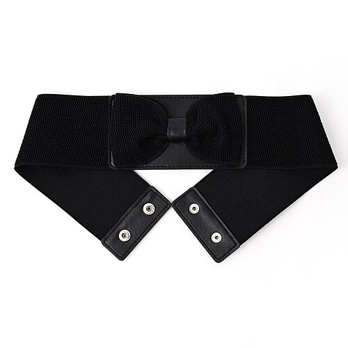 

Women's Wide Belt Corset Belt PU Leather Buckle Free Bow Decor Classic Cowboy Party Wedding Black