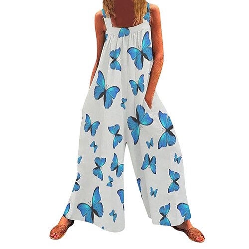 

Women's Jumpsuit Backless Print Floral Square Neck Streetwear Street Daily Regular Fit Sleeveless Green Blue Purple S M L Spring