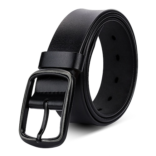 

Men's Leather Belt Genuine Leather Cowhide Metal Bucke Geometric Business Casual Party Daily Black Brown Coffee