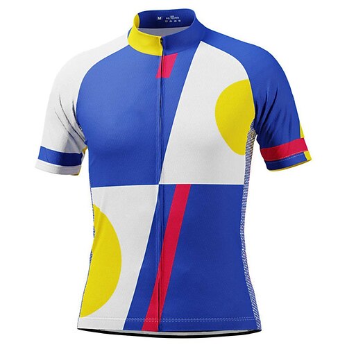 

21Grams Men's Cycling Jersey Short Sleeve Bike Top with 3 Rear Pockets Mountain Bike MTB Road Bike Cycling Breathable Quick Dry Moisture Wicking Reflective Strips Blue Color Block Polyester Spandex