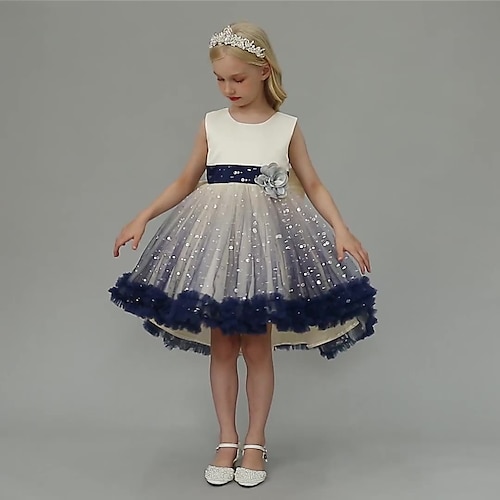 

FILLE Robe Trapèze Robe en Tulle Sans Manches Paillette Pois Graphique imprimé en 3D Robes Princesse Doux Midi Coton Tulle Robe Eté Enfants Soirée Standard Paillettes Maille Etincelant