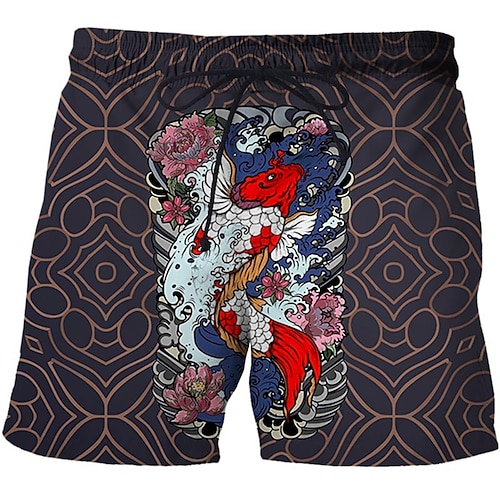 

Men's Casual Fashion Shorts Beach Shorts 3D Print Elastic Drawstring Design Knee Length Pants Daily Holiday Micro-elastic Dragon Graphic Comfort Soft Mid Waist Black Pink Orange Yellow M L XL XXL 3XL