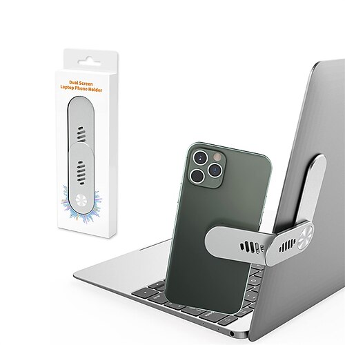 

Laptop Phone Holder Adjustable Laptop Stand Foldable Laptop Side Mount Clip Slim Portable Smartphone Stand Computer Monitor Expansion Bracket Magnetic Phone Mount
