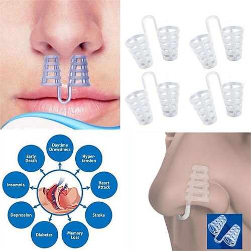

1 Pc/ 4 Pcs Anti Snoring Sleep Nose Clip Wheeze Stopper Aid Nasal Dilators Device Congestion Aid No Strips Cones Stop Snoring Sleep Aids