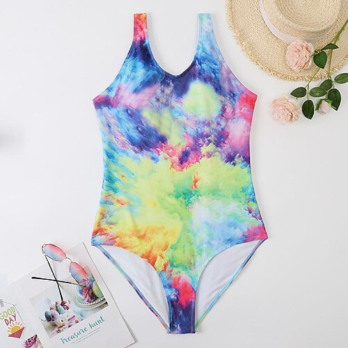 

Women's One Piece Swimsuit Bodysuit Bathing Suit Breathable Quick Dry Lightweight Sleeveless Swimming Surfing Beach Water Sports Tie Dye Summer