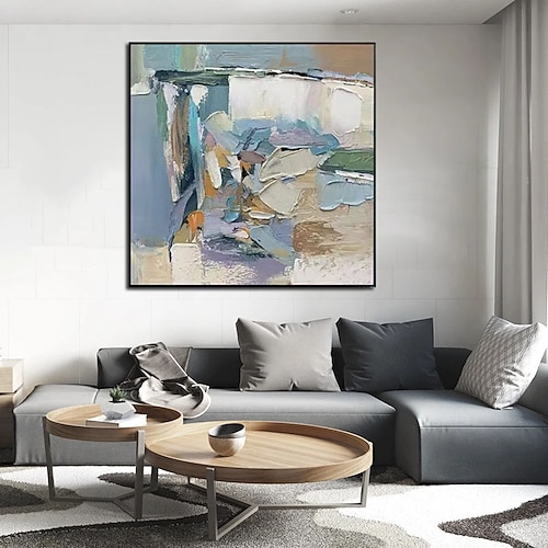 

Oil Painting Hand Painted Square Abstract Landscape Contemporary Modern Rolled Canvas (No Frame)