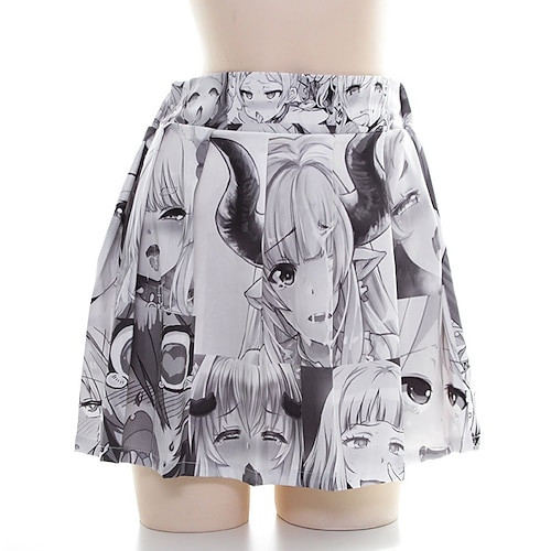 

Inspired by Ahegao Cosplay Skirt Cartoon Manga Anime Harajuku Graphic Kawaii Skirt For Women's Adults' 3D Print 100% Polyester