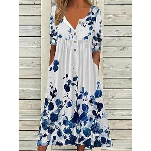 

abito lungo da donna maxi abito verde blu rosso manica corta stampa primavera estate girocollo moderno weekend vestibilità ampia 2023 m l xl 2xl xxxl