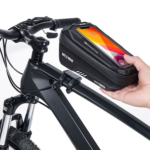 

WILD MAN 1 L Bike Frame Bag Top Tube Touchscreen Reflective Waterproof Bike Bag PU Leather TPU EVA Bicycle Bag Cycle Bag Cycling Outdoor Exercise