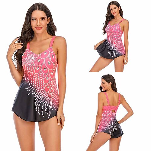 

Women's Tankini Two Piece Swimsuit UV Sun Protection Breathable Quick Dry Sleeveless Bathing Suit Swimming Surfing Beach Water Sports Printed Summer / Stretchy / Lightweight