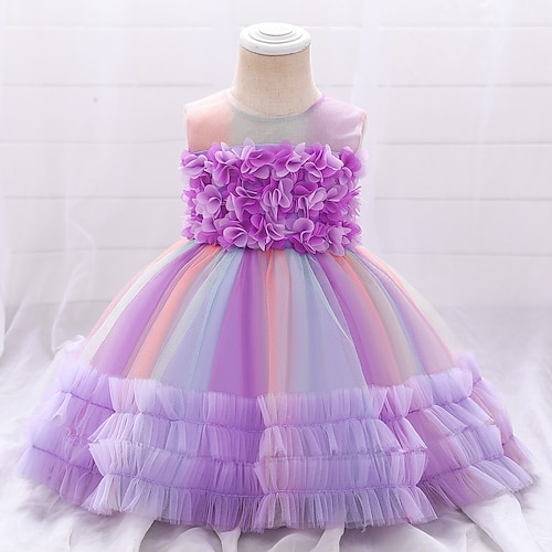 

Bambino (1-4 anni) Piccolo Da ragazza Vestito Liscio Abito in tulle Feste Giornaliero Blu Viola Rosa Al ginocchio Senza maniche Da principessa stile sveglio Vestitini Giornata universale dell'infanzia