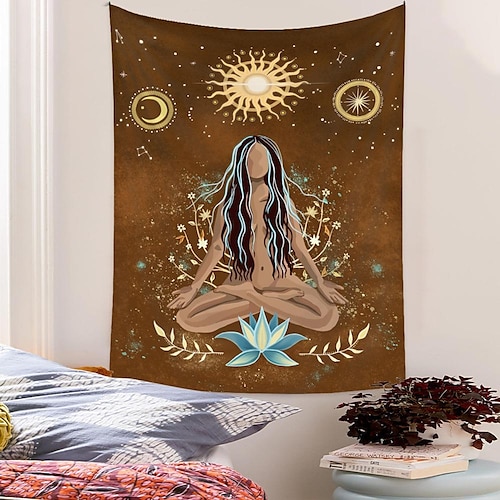 

Psychedelic Abstract Wall Tapestry Art Decor Blanket Curtain Picnic Tablecloth Hanging Home Bedroom Living Room Dorm Decoration Polyester Arabesque Mushroom Trippy Mountain
