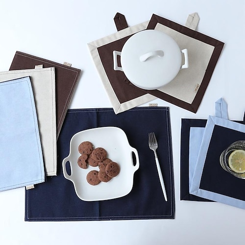 

Placemat for Dining Table Grey,Cotton and Linen Table Mats Non-Slip Woven Crossweave Heat-Resistant Anti-Skid Washable Durable