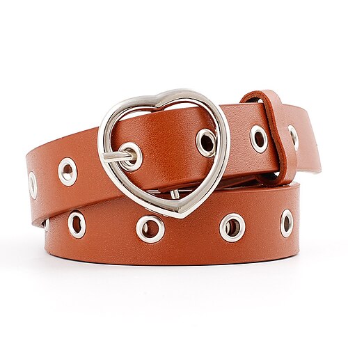 

Women's Unisex PU Buckle Belt PU Leather Prong Buckle Heart Eyelet Casual Classic Party Daily Black Red Brown Coffee
