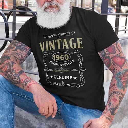 

Homme T shirt Tee chemise fraîche Lettre Col Rond Print Casual Vacances Manche Courte Vêtement Tenue Sportif Mode Design Léger