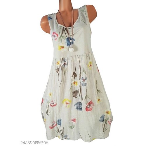 

Women's Plus Size Casual Dress Floral Crew Neck Print Sleeveless Spring Summer Casual Short Mini Dress Daily Vacation Dress