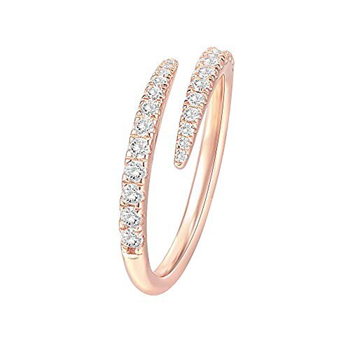 

14k gold plated sterling silver cubic zirconia open twist eternity band rose gold for women Adjustable opening