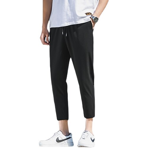 

Men's Trousers Sports Chinos Sweatpants Drawstring Pocket Ankle-Length Pants Casual Daily Micro-elastic Simple Sports Mid Waist Black Gray M L XL XXL 3XL