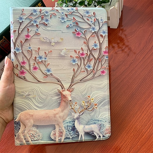 

Tablet Case Cover For Apple iPad 10.2'' 9th 8th 7th iPad Air 5th 4th iPad Pro 12.9'' 5th iPad mini 6th iPad Pro 11'' 3rd Portable with Stand Smart Auto Wake / Sleep Cartoon Solid Colored Deer PU