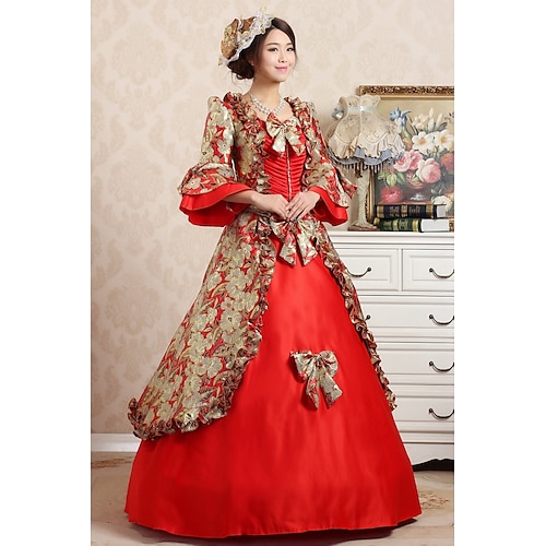 

Prinsesse Shakespeare Gotisk Victoriansk Vintage Inspirert Kostymer i middelalderstil Kjoler Party-kostyme Ballkjole Dame Kostume Årgang Cosplay Fest Aftenselskap Maskerade ¾ Erme Lengde Ballkjole