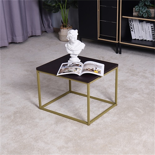 

Living Room Black Coffee Table With Mdf Top Nested Table With Metal Legs 17.71 X 20.87 X 15.35 Inches