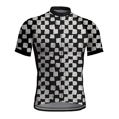 

21Grams Men's Cycling Jersey Short Sleeve Bike Top with 3 Rear Pockets Mountain Bike MTB Road Bike Cycling Breathable Quick Dry Moisture Wicking Reflective Strips Black Plaid Checkered Polyester