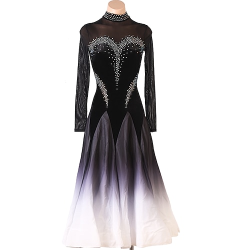 

ballroom dans Kjole Krystal / Rhinsten Dame Træning Ydeevne Langærmet Høj Nylon Chiffon