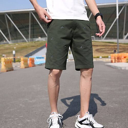

Men's Casual Fashion Chinos Tactical Cargo Embroidered Pocket Short Pants Inelastic Embroidery Animal Breathable Moisture Wicking Mid Waist ArmyGreen Blue Black Grey Khaki 30 32 34 36 38