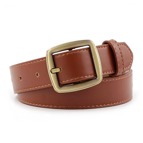 

Women's Unisex PU Buckle Belt PU Leather Prong Buckle Plain Casual Classic Party Daily White Black Brown Coffee