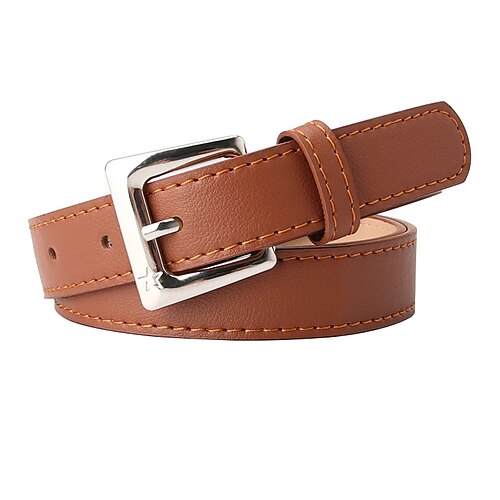 

Women's Unisex PU Buckle Belt PU Leather Prong Buckle Plain Casual Classic Party Daily Black Brown Beige Coffee