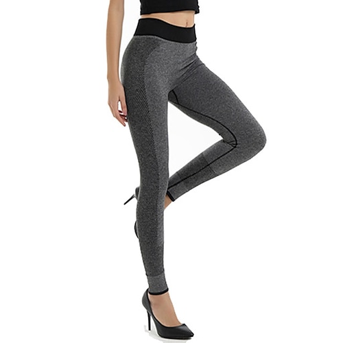 

Women's Tights Leggings Gray Black Mid Waist Casual / Sporty Athleisure Weekend Yoga Stretchy Ankle-Length Tummy Control Plain M L / Slim