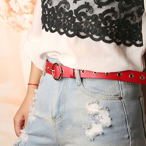 

Women's Unisex PU Buckle Belt PU Leather Prong Buckle Eyelet Casual Classic Party Daily Black Red Brown Coffee