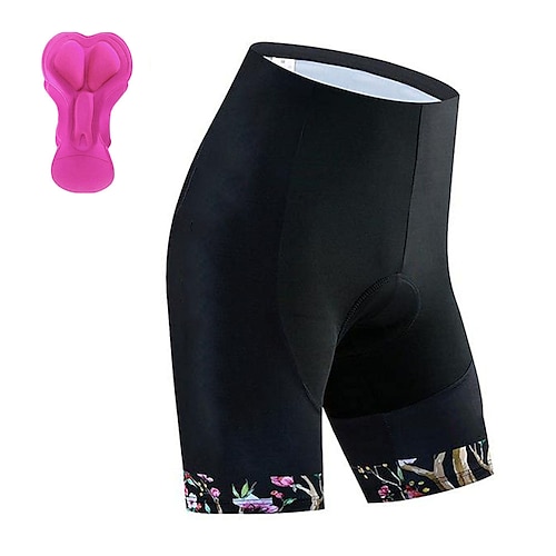 

21Grams Dame Sykkelshorts Fôrede sykkelshorts Sykkel Fôrede shorts Bunner Fjellsykling Veisykling sport Blomster botanikk 3D Pute Sykling Pustende Hurtigtørkende Svart Polyester Spandex Klær