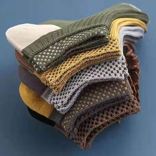 

Men's 5 Pairs Socks Casual Socks Comfort Cotton Multi Color Medium Spring & Summer Multi color