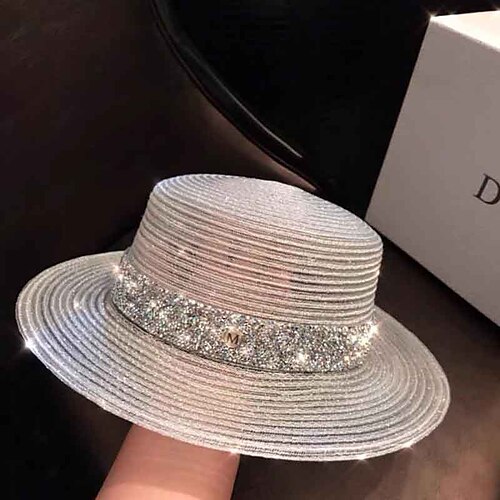 

Hats Rhinestone Straw Hat Wedding Fashion With Crystals / Rhinestones Headpiece Headwear