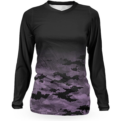 

21Grams Women's Downhill Jersey Long Sleeve Mountain Bike MTB Road Bike Cycling Purple Grey Floral Botanical Camo / Camouflage Bike Breathable Quick Dry Moisture Wicking Polyester Spandex Sports