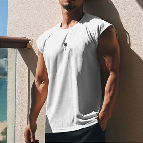 

Men's T shirt Tee Graphic Skull Crew Neck White Street Casual Sleeveless Print Clothing Apparel Sports Fashion Comfortable / Summer / Summer