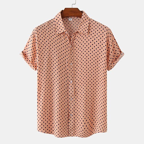

Men's Shirt Other Prints Geometry Plus Size Turndown Holiday Print Short Sleeve Tops 2pcs Beach Light Pink