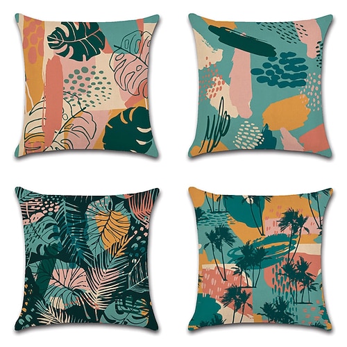 

Tropical Double Side Cushion Cover 4PC Soft Decorative Square Throw Pillow Cover Cushion Case Pillowcase for Sofa Bedroom Superior Quality Machine Washable