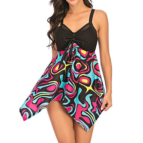 

Women's Swimwear Tankini 2 Piece Plus Size Swimsuit Open Back Rainbow Camisole Strap Bathing Suits New Vacation Fashion / Modern / Padded Bras