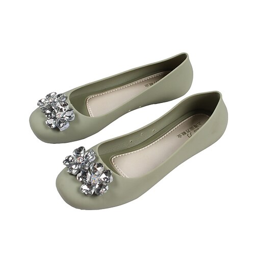 

Women's Flats Formal Shoes Rhinestone Flat Heel Round Toe Closed Toe Elegant Casual Daily Office PVC Loafer Spring Summer Solid Colored Almond Green Black