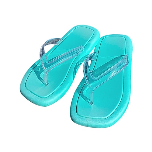 

Women's Slippers Flip-Flops Flat Sandals Flat Heel Round Toe Open Toe Elegant Casual Daily PVC Loafer Spring Summer Solid Colored Almond Black Blue